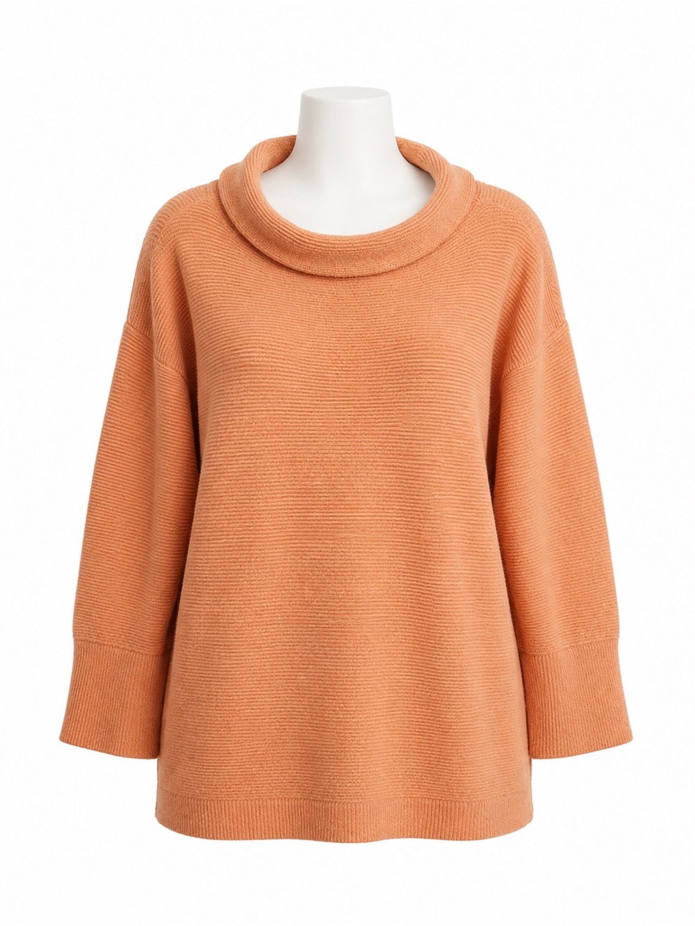 Size M Free People Women’s Ottoman Knit Cowl Neck Tunic Sweater Peach Oversized